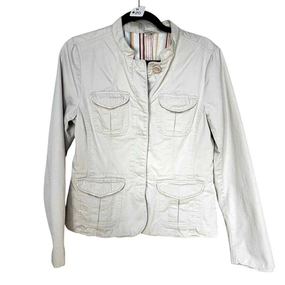 06 Vintage Old Navy Y2K Style Flap Pocket Button Up Mandarin Collar Jacket Sz: M